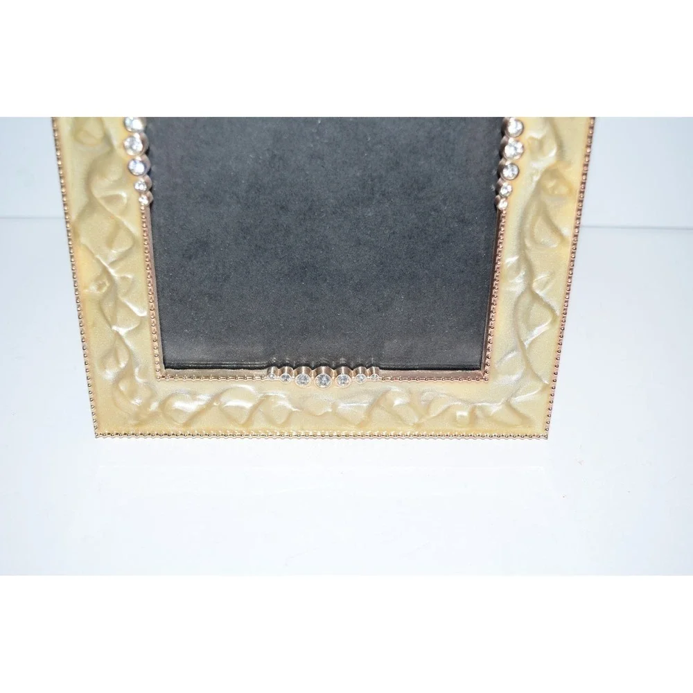 Art Deco Yellow Swirl enamel Metal Bling  Photo Picture Frame 5X7